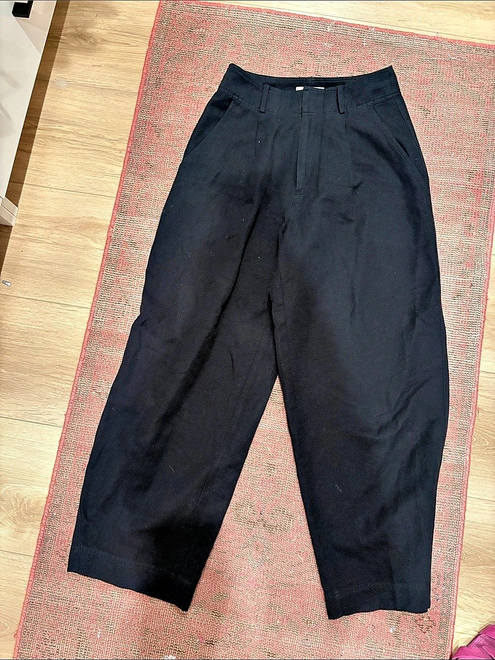 Apiece Apart Bari Crop Trouser Wide Leg Pants in Black